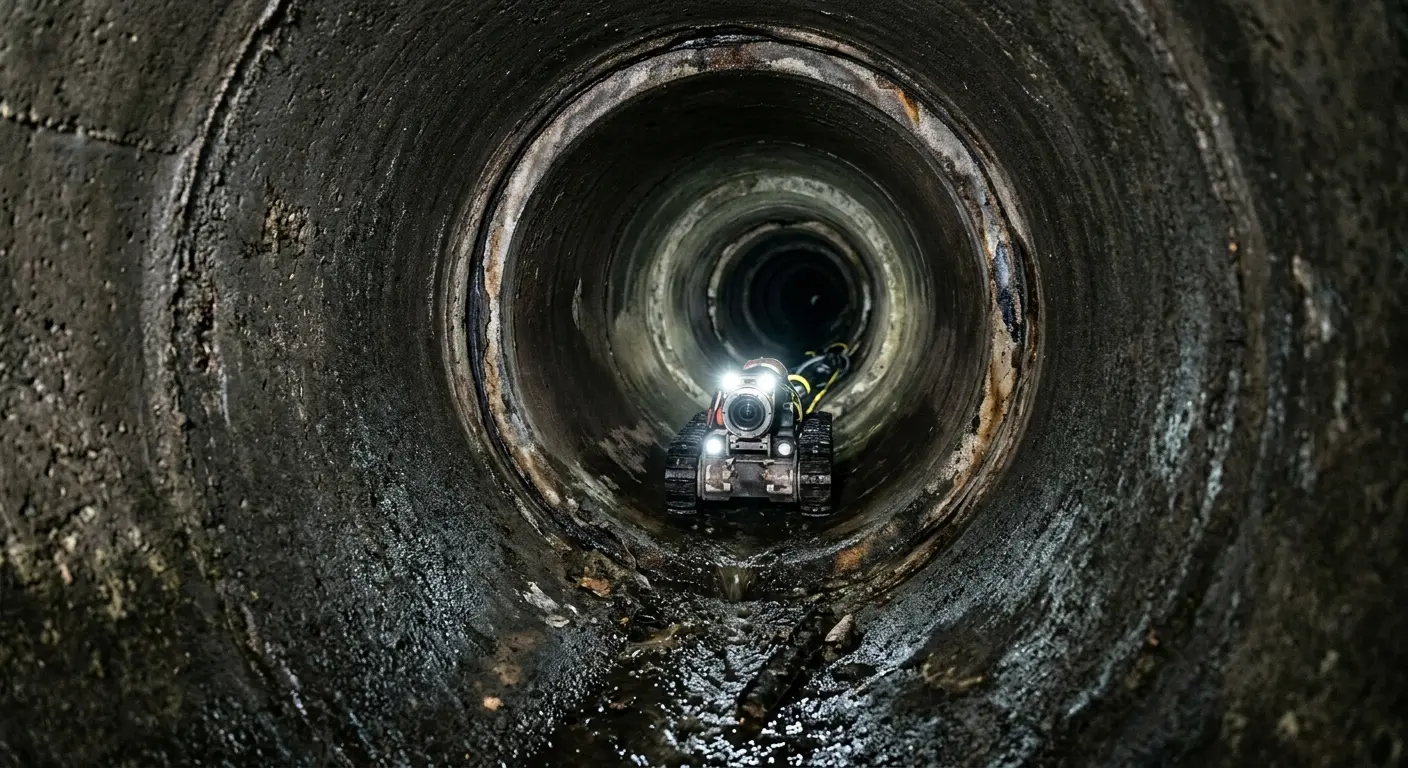 Robotic sewer camera inspecting pipe interior for Drain Snake Service in Heber Springs
